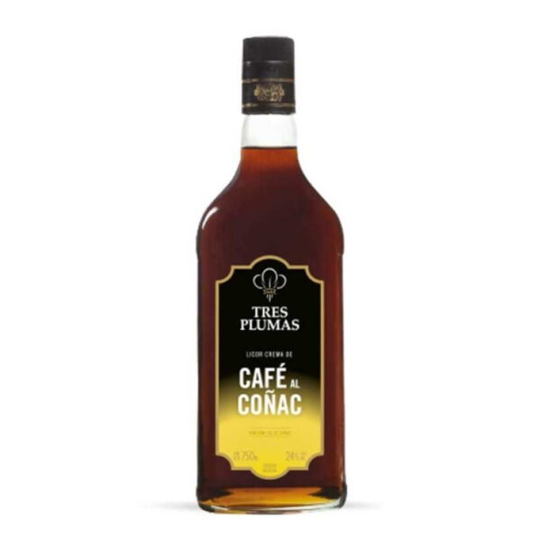 Licor Tres Plumas Café al Cognac botella 750ml x1un